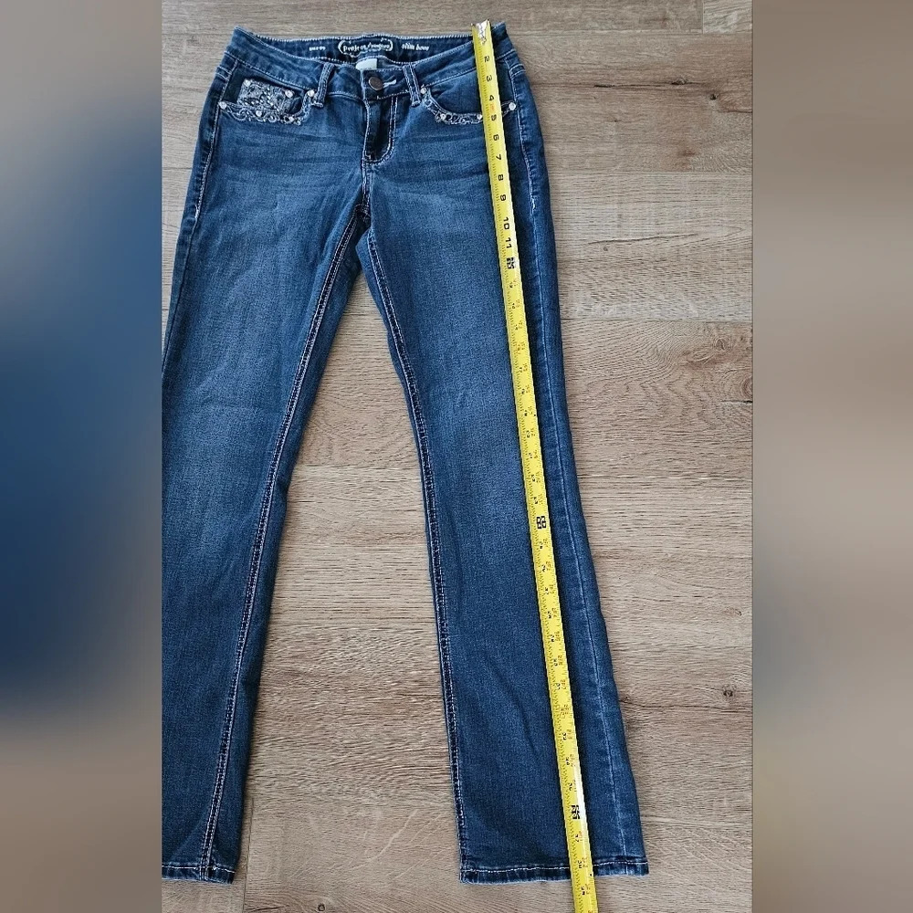 Vintage Project Indigo Boot Cut Denim Jeans Embroidered Studded 5 - Picture 7 of 9